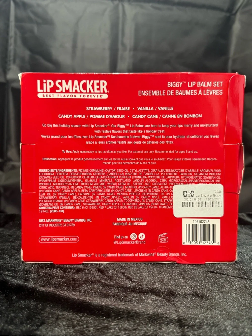 Lip Smacker Biggy Lip Balm Set — Strawberry, Vanilla, Candy Apple & Candy Cane